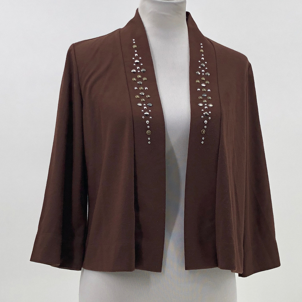 Susan Graver Ponte Knit 3/4 Sleeve Cardigan S